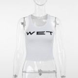 Letter slim fit vest printed top