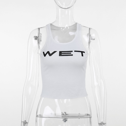 Letter slim fit vest printed top