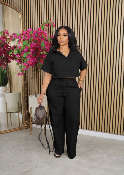 Women's suit shirt short sleeved two-piece set