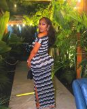 Women's one shoulder long sleeved split buttocks long skirt