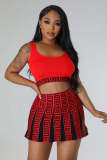 Women's knitted elastic vest sweater short set