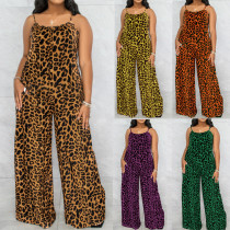 Leopard print camisole oversized jumpsuit Leopard print camisole oversized jumpsuit