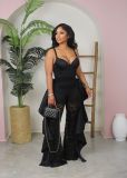 Women's lace pants with ruffled edges and sexy perspective pants