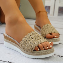 Thick soled casual woven fish mouth cool slippers Thick soled casual woven fish mouth cool slippers