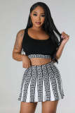 Women's knitted elastic vest sweater short set