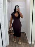 Deep V-pit stripe dress