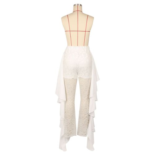 Women's lace pants with ruffled edges and sexy perspective pants