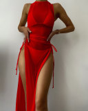 Multi color mesh hoodie beach swimsuit