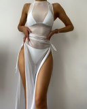 Multi color mesh hoodie beach swimsuit