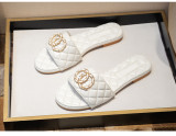 Metal buckle flat bottomed low heeled slippers