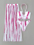 Cross tie split bikini swimsuit