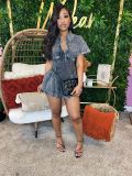 Flip collar large opening jumpsuit