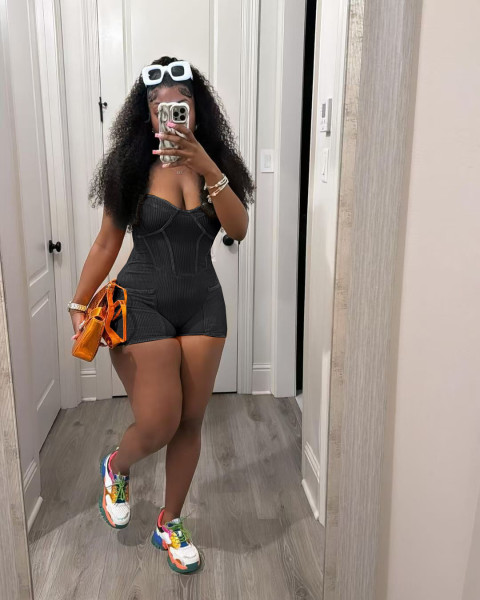Thread suspender jumpsuit shorts
