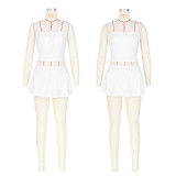 Two piece set of strapless pleated double layer pants skirt