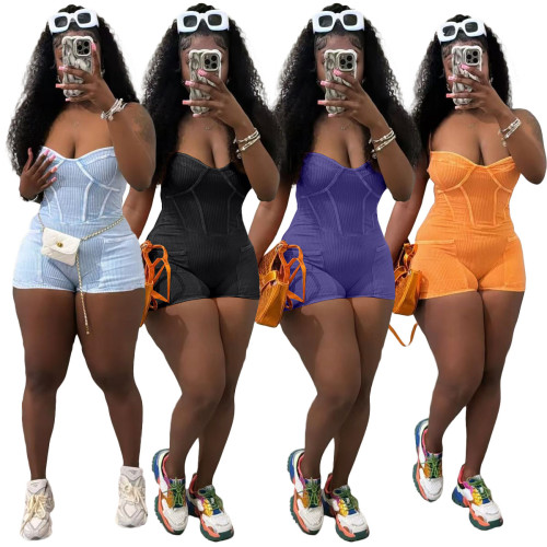 Thread suspender jumpsuit shorts