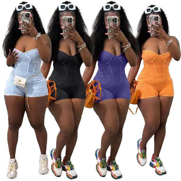 Thread suspender jumpsuit shorts