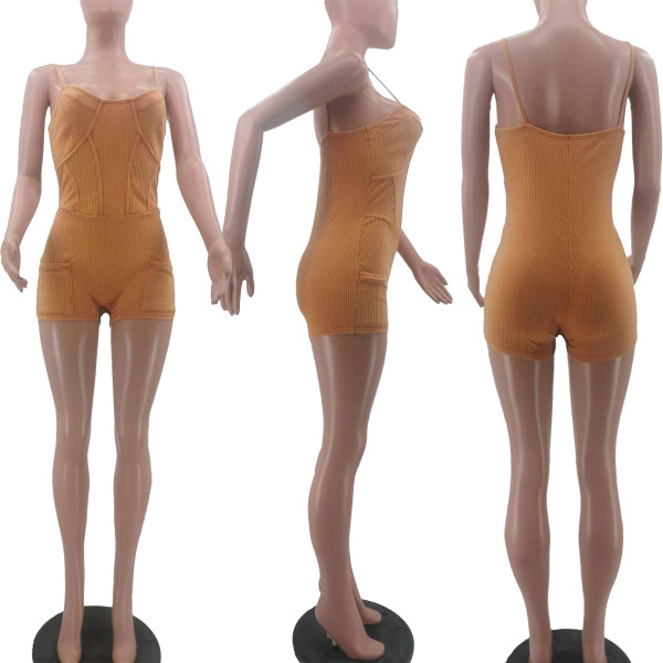 Thread suspender jumpsuit shorts