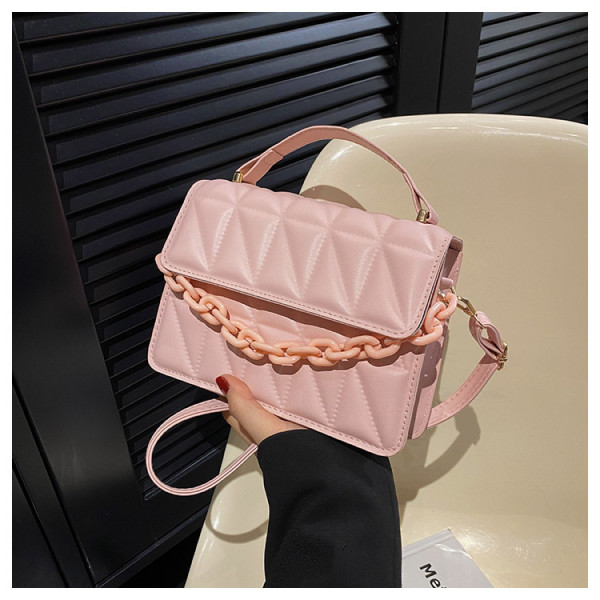 Handheld small square bag, simple diamond grid crossbody bag