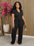 Loose pleated breathable V-neck two-piece set
