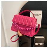 Handheld small square bag, simple diamond grid crossbody bag