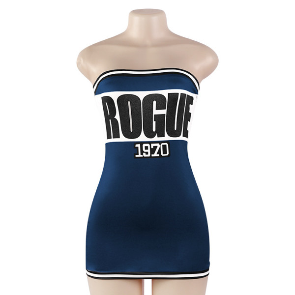 Letter printed strapless short dress