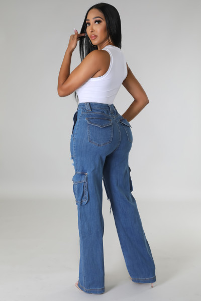 Organ bag loose high waisted wide leg ripped jeans