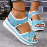 Color blocking lightweight thick soled Velcro height increasing sandals