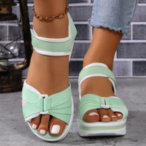 Color blocking lightweight thick soled Velcro height increasing sandals