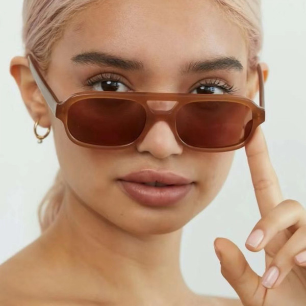 UV resistant square small frame double beam sunglasses