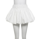 Solid Color Versatile Bubble Skirt High Waist Ultra Short Skirt