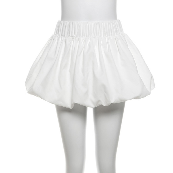 Solid Color Versatile Bubble Skirt High Waist Ultra Short Skirt