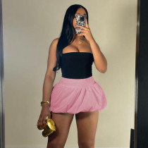 Solid Color Versatile Bubble Skirt High Waist Ultra Short Skirt