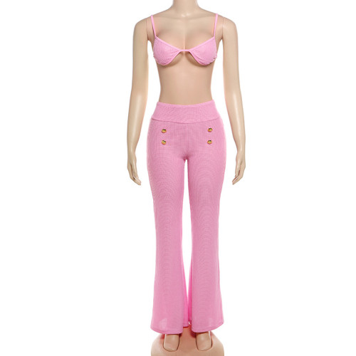 Open navel lace up bikini pants set