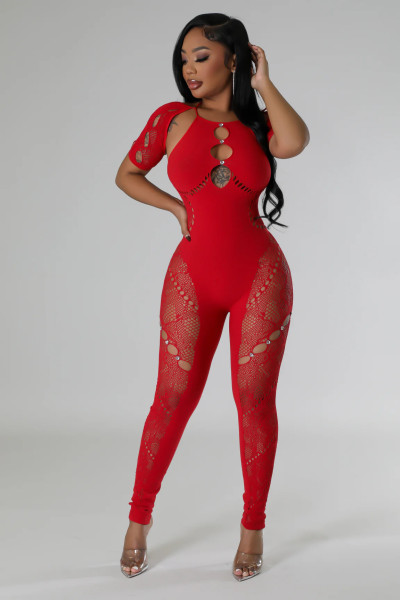 Wearing a tight and seductive one-piece pajama with a seductive and playful uniform