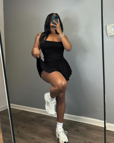 Double layered casual suit with suspender