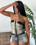 Tie up bra shorts elastic set
