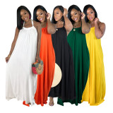 Women's camisole sleeveless loose Bohemian long skirt