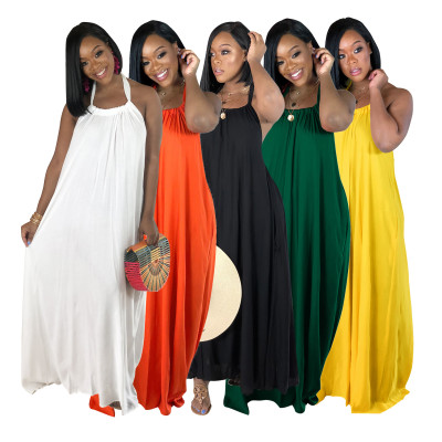 Women's camisole sleeveless loose Bohemian long skirt