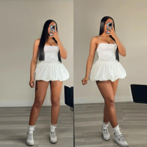 Bra lace up patchwork bubble cute short skirt dress