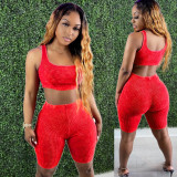 Rib tight tank top and cropped pants