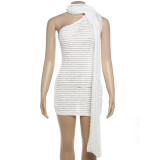 Diagonal shoulder, backless, sexy scarf, buttocks wrapped dress