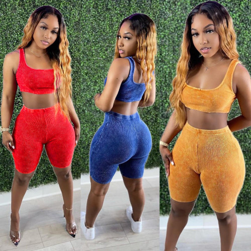 Rib tight tank top and cropped pants