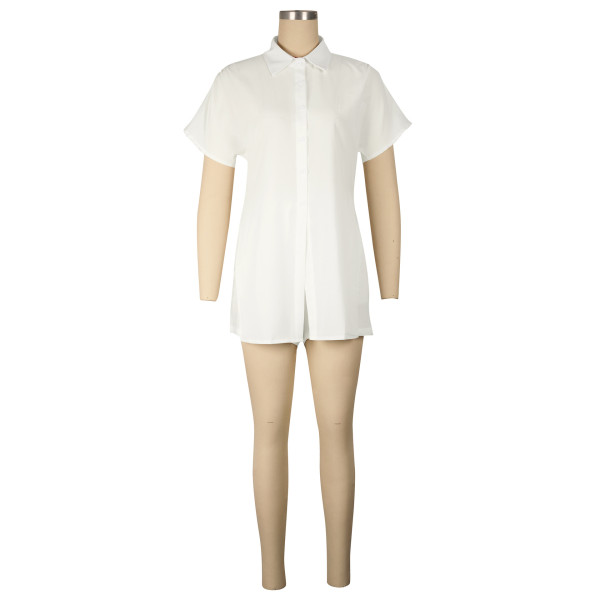 Women's slit shirt set, shorts, short sleeved shirt two-piece set