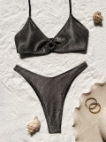 Hanging neck and backless swimsuit