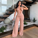 Multicolor Wave Deep V Open Back High Waist Casual Pants