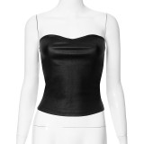 Underwear style strapless top with tight fitting waistband