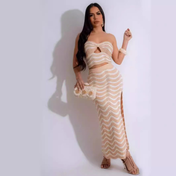 Hollow slit knit dress