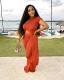 Asymmetric solid color two-piece set