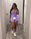 Leisure water washed jumpsuit shorts