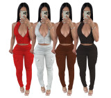 Tight zippered top with split cuffs for buttocks lifting pants set